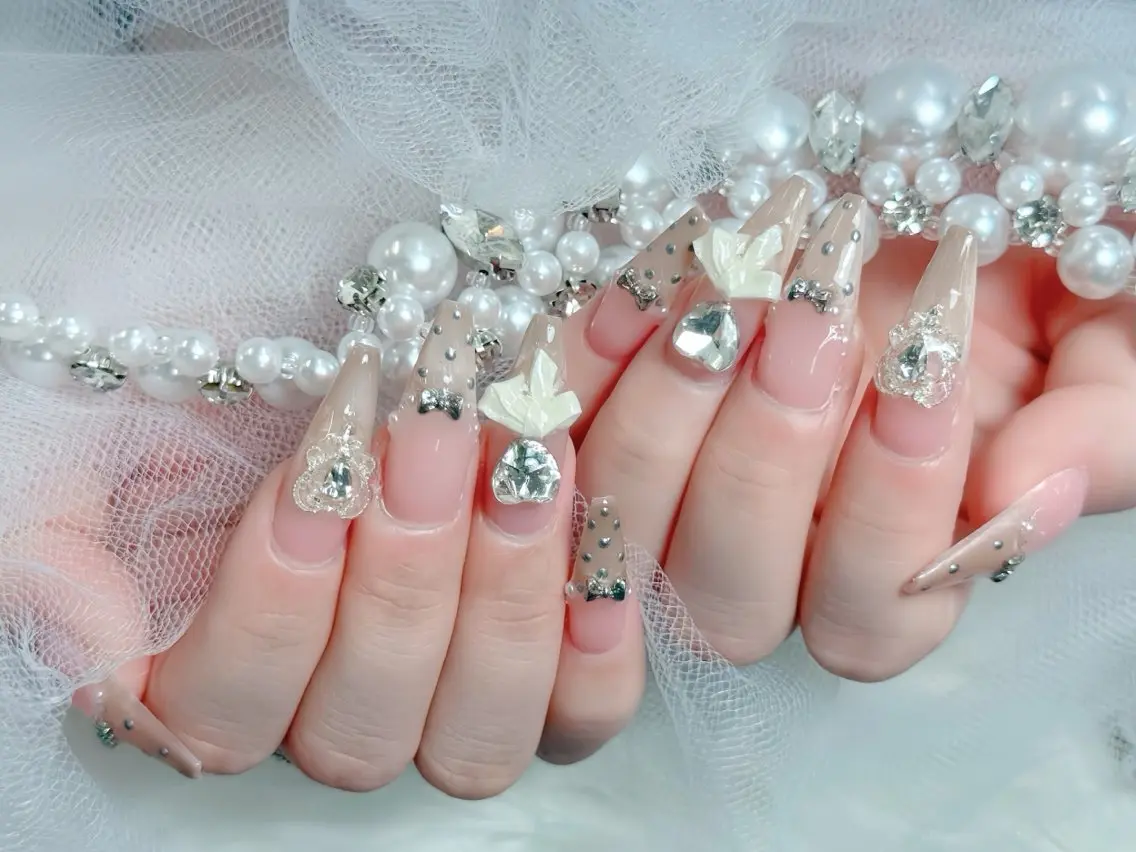 ネイル ブルー ジェルネイル ガーリー グラデーション グリーン ハンドネイル Rin Nail 新大久保店のネイルデザイン