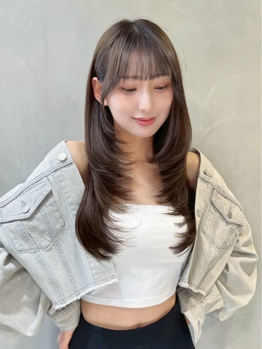セミロング 大宮🩵韓国ヘア 毛流れ🫧☁️まいのヘアスタイル