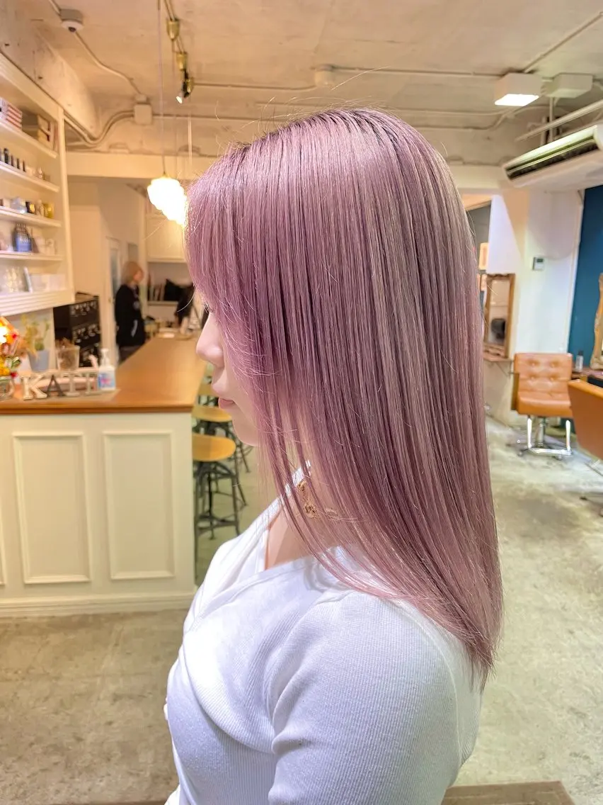 セミロング カラー ヘアアレンジ ベージュカラー ピンクカラー ピンクベージュ ヘアカラー トリートメント 山崎 澪 レイヤーカット/大宮のヘアスタイル