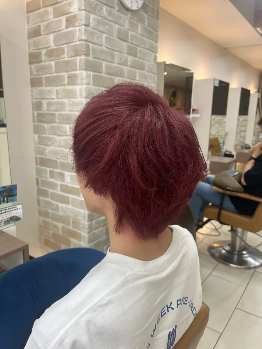カラー メンズ メンズブリーチ ブリーチ レッドカラー 福本 光のヘアスタイル