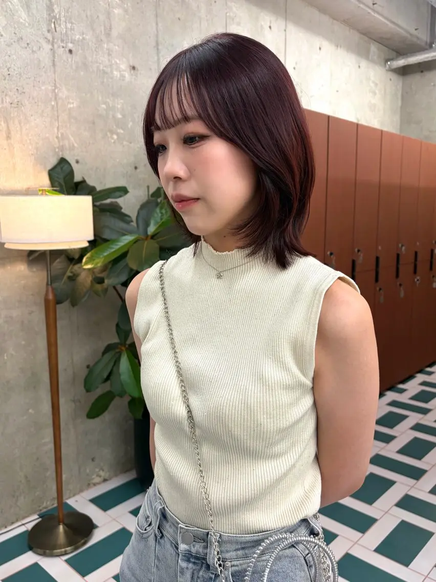 ミディアム レイヤーカット カット トリートメント RIN🎀レイヤー/ ボブ/オリーブカラーのヘアスタイル