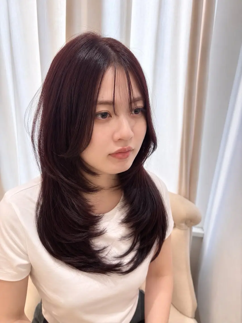 セミロング レイヤーカット カット ヘアカラー トリートメント レイヤーカット 🇰🇷SAYAのヘアスタイル