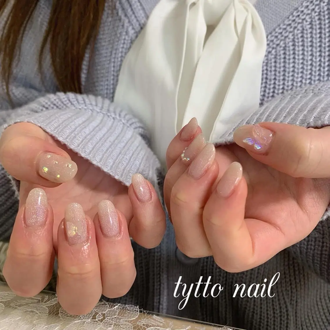 ネイル オーロラネイル クリアネイル 氷ネイル・うるうるネイル 韓国ネイル マグネットネイル ハンドネイル tytto nail ❤︎‪‪eri‪‪のネイルデザイン