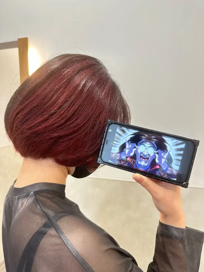 ショート カラー カシス ピンクカラー あらげ 🌈推しカラー🌈ᵕのヘアスタイル