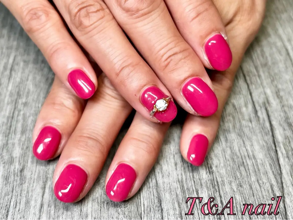 ネイル ジェルネイル ワンカラーネイル ピンク スカルプネイル ショートネイル T&A nailのネイルデザイン