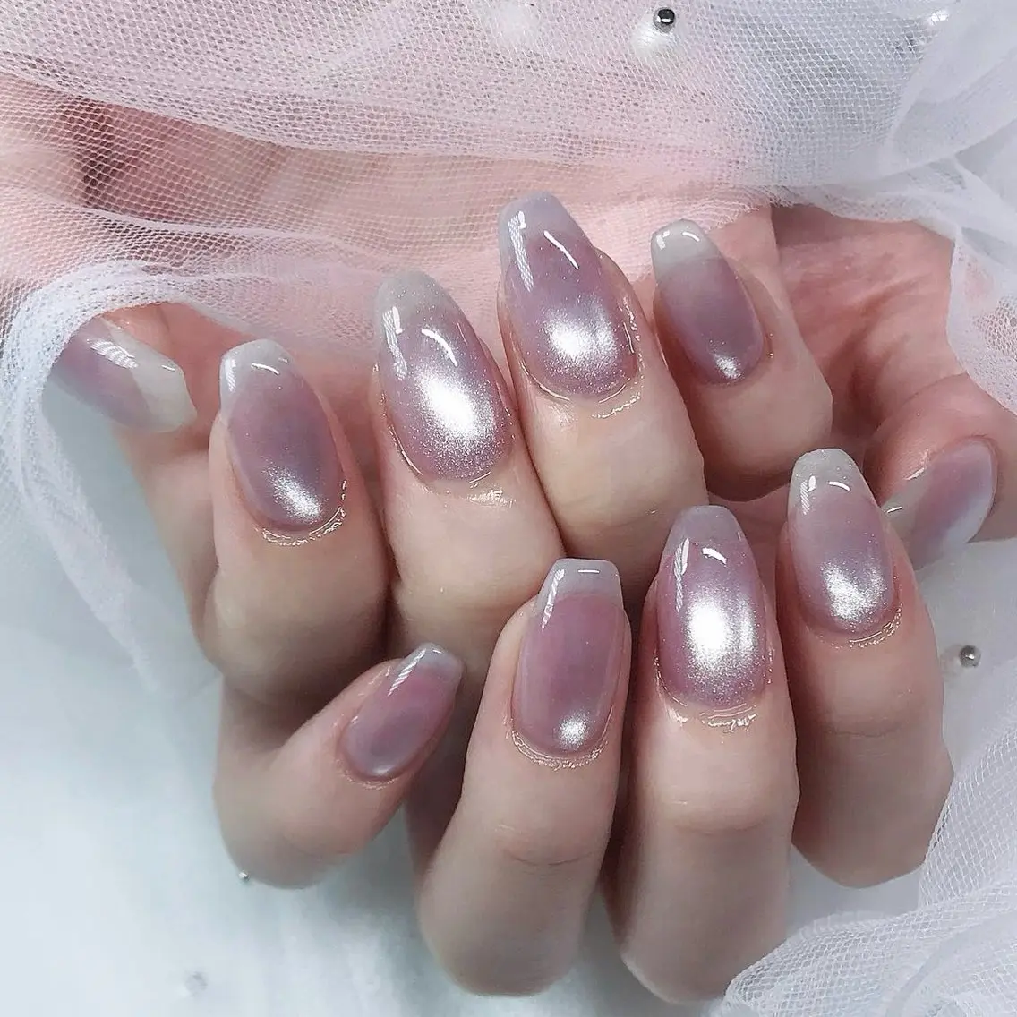 メンズ ネイル メンズ韓国風 アートネイル オーロラネイル ガーリー キラキラネイル ハンドネイル Nail salon 木にいるのネイルデザイン