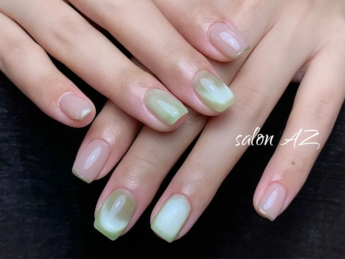 ネイル アートネイル フレンチネイル マグネットネイル ニュアンスネイル オフィスネイル ハンドネイル salon AZのネイルデザイン
