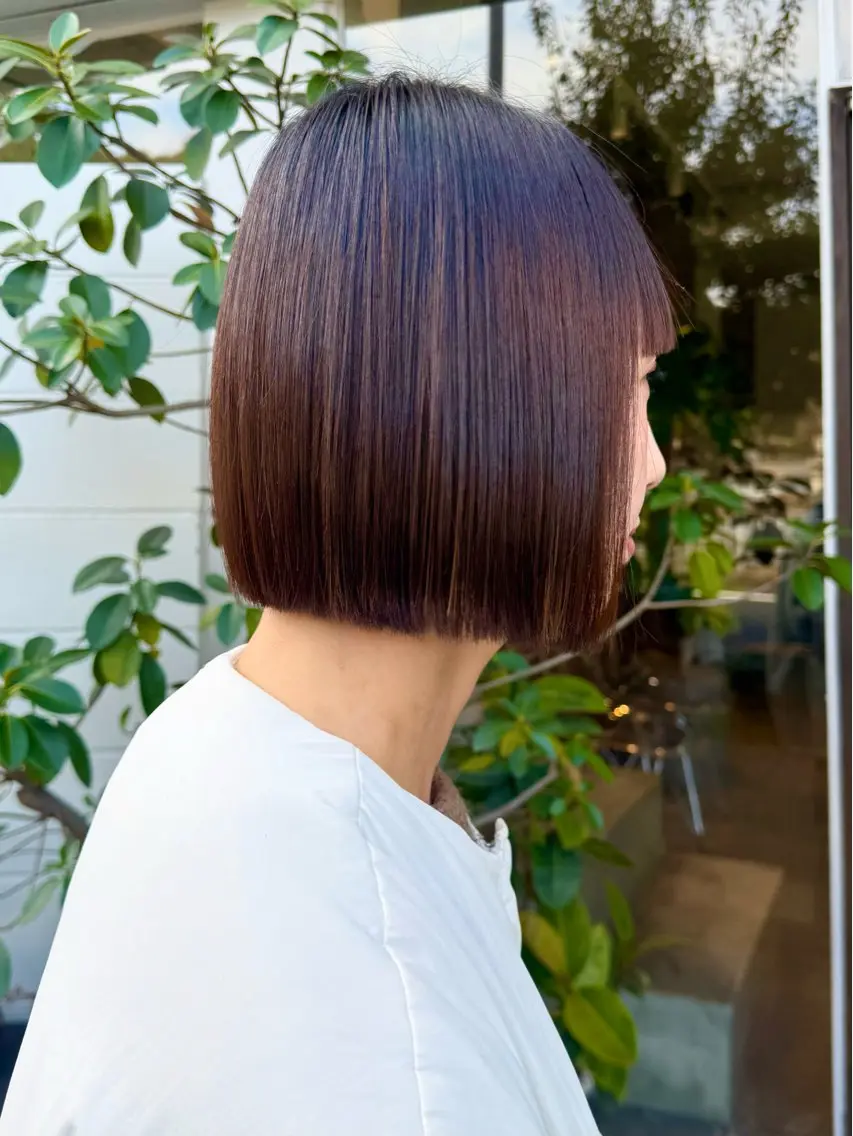 ショート カット ヘアカラー トリートメント 角岡 真帆/ボブ/髪質改善のヘアスタイル