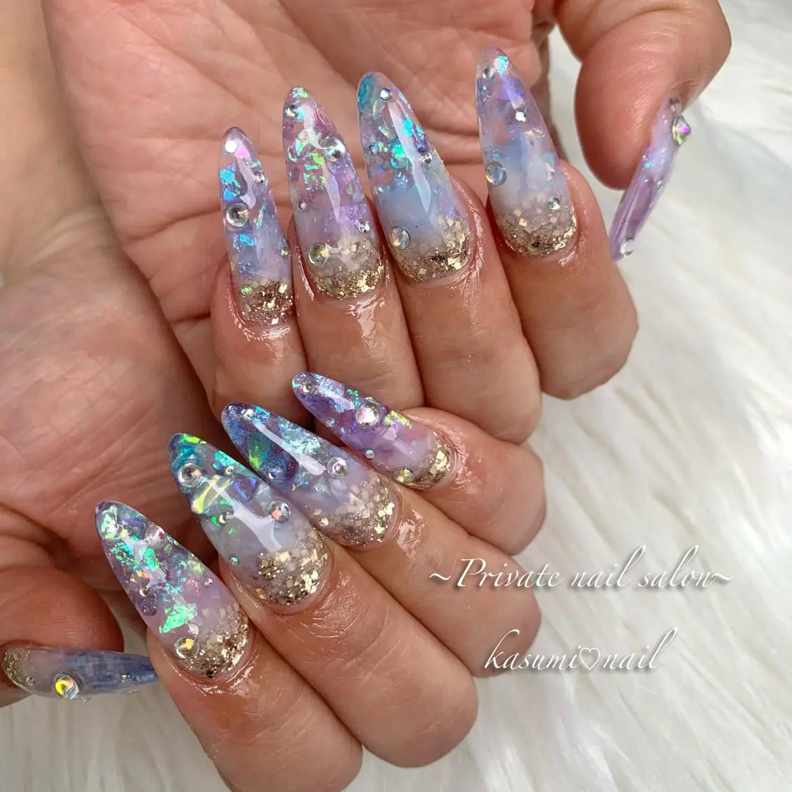 ネイル アートネイル ラメ(グリッター) マグネットネイル ミラーネイル 持ち込み KASUMI♡ Nailのネイルデザイン