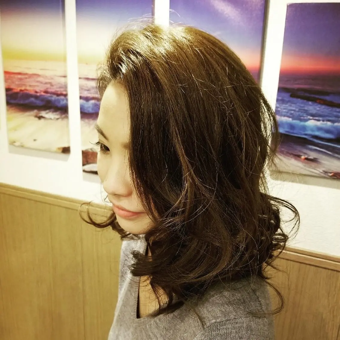 セミロング カラー アッシュ ベージュカラー ブルーカラー ブルーアッシュ 透明感カラー spa hair ark 富井直美のヘアスタイル