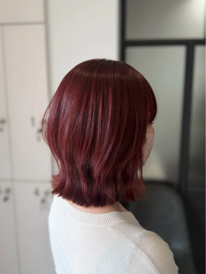 ミディアム カラー レッドカラー カット ヘアカラー トリートメント Dia ‎ アキヨシ ミユのヘアスタイル