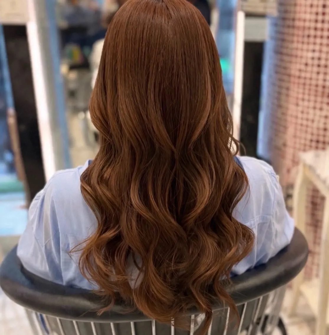 ロング カラー パーマ カット パーマ コテ巻きパーマ💙 シノヤユイのヘアスタイル