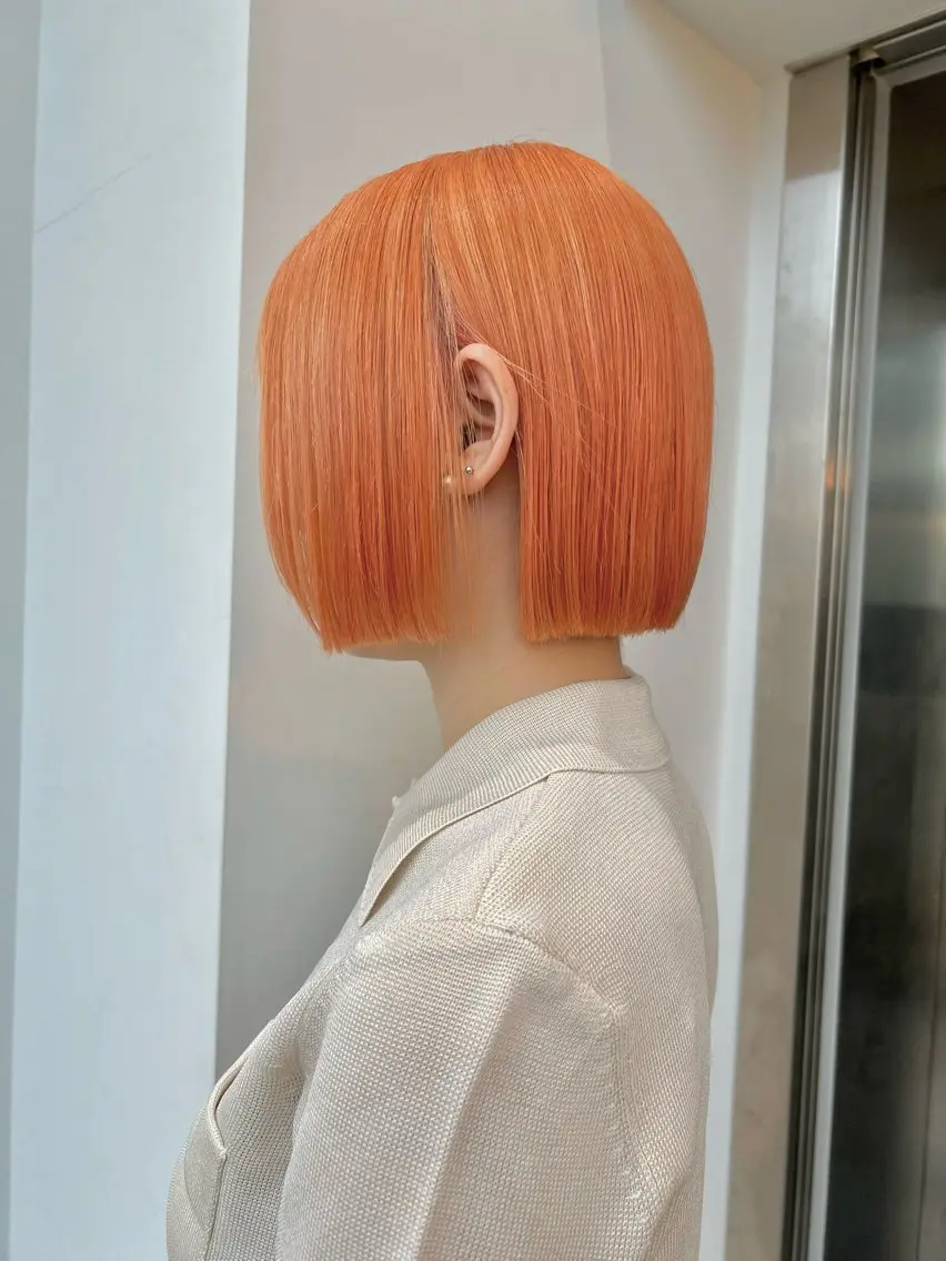 ミディアム カラー ブリーチ オレンジ カット ヘアカラー トリートメント 髪質改善/ボブ/ レイヤー❣️yuiのヘアスタイル