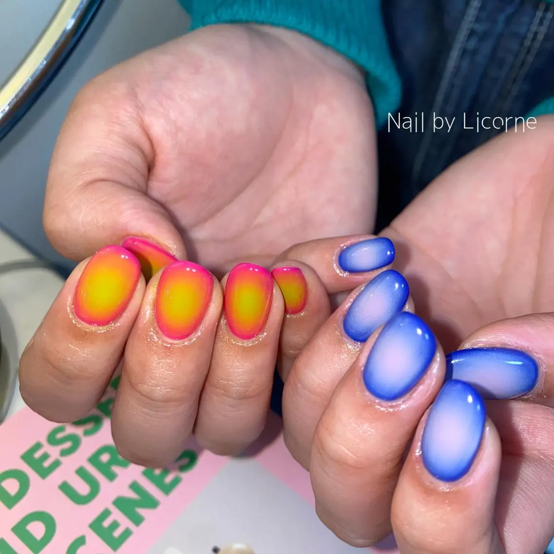 ネイル アートネイル オーロラネイル フレンチネイル 氷ネイル・うるうるネイル マグネットネイル ハンドネイル Nail by Licorneのネイルデザイン