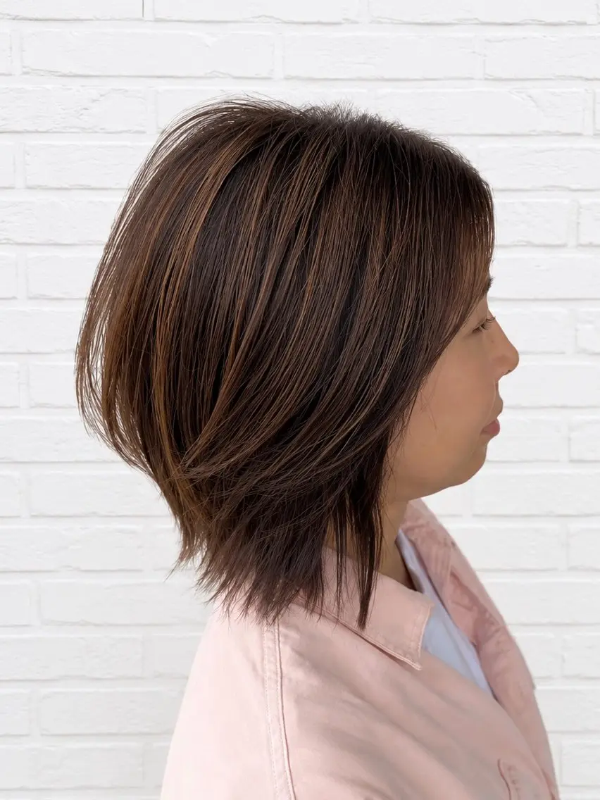 ミディアム カラー ヘアアレンジ ボブレイヤー ブラウンカラー ボブ レイヤーカット カット ヘアカラー トリートメント ヘアセット 【白髪ぼかしの匠】 【ショートの極】平野のヘアスタイル