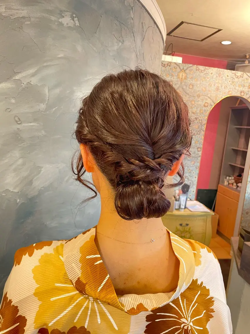 ロング ヘアアレンジ 浴衣 hair make echo滿木あい花のヘアスタイル