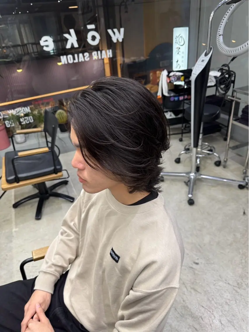 ミディアム パーマ メンズ メンズ専門サロン wokeのヘアスタイル