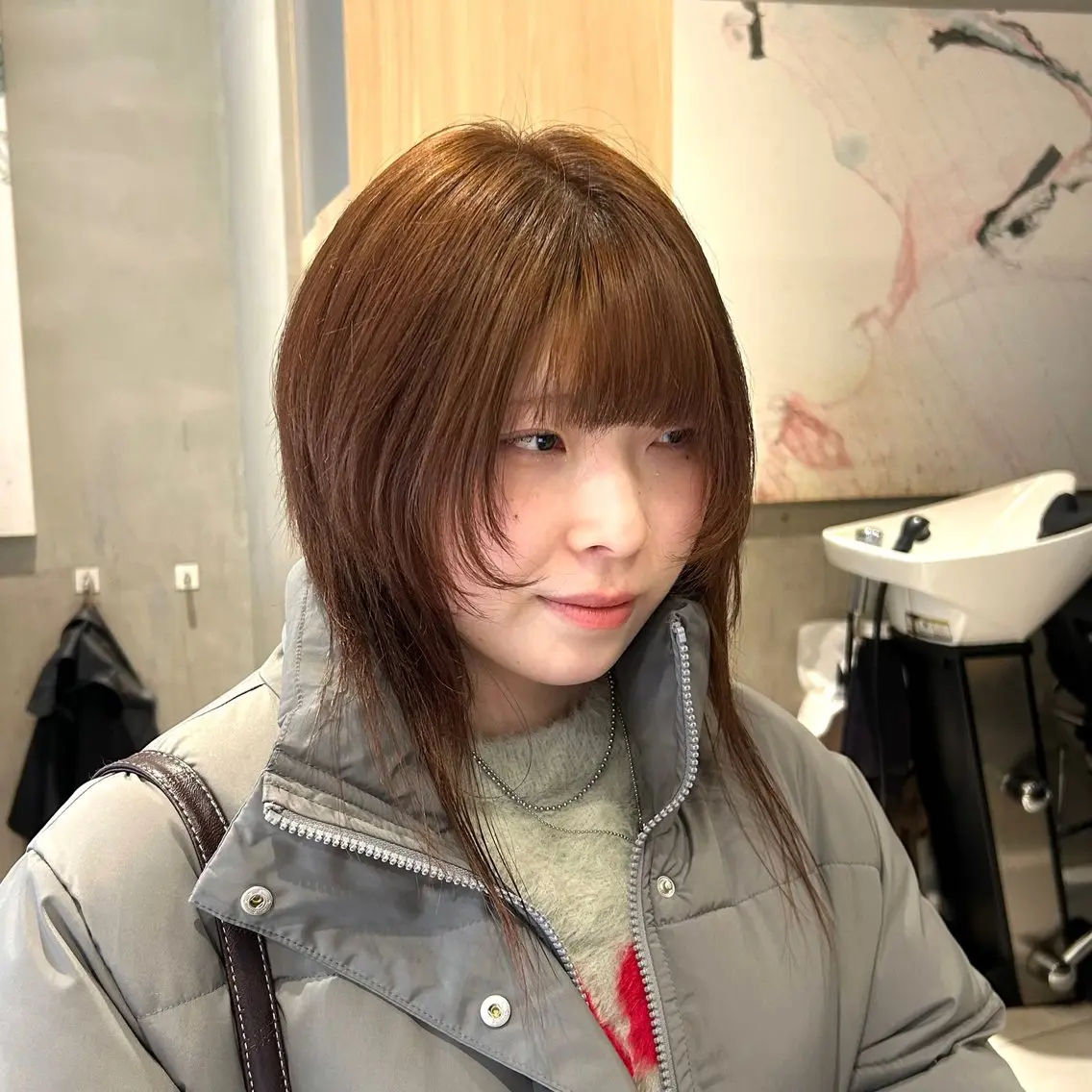 カラー ブラウンカラー ナチュラルブラウン ヘアカラー サラ艶/韓国ヘア ︎🌟璃奈 (リナ)のヘアスタイル