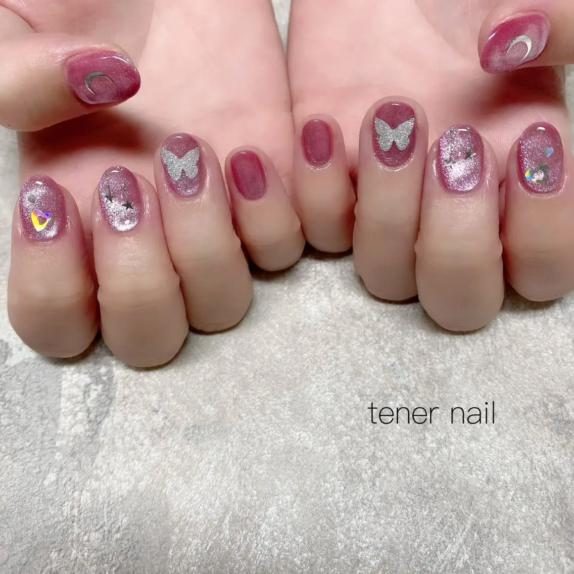 ネイル ハート マグネットネイル ハンドネイル テネルネイル tener nailのネイルデザイン
