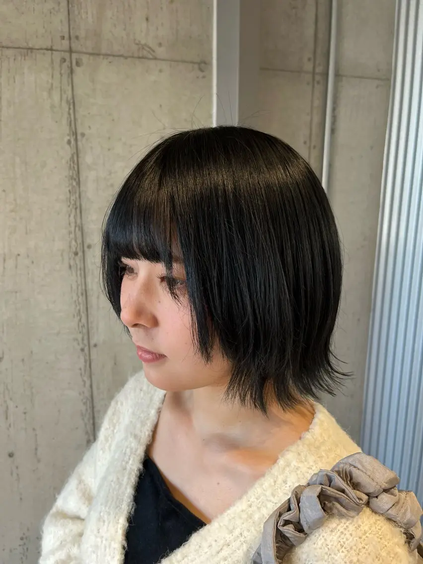 ミディアム カラー ヘアアレンジ ヘアカラー トリートメント 🍀透明感カラー×垢 抜けボブ リクト💥のヘアスタイル
