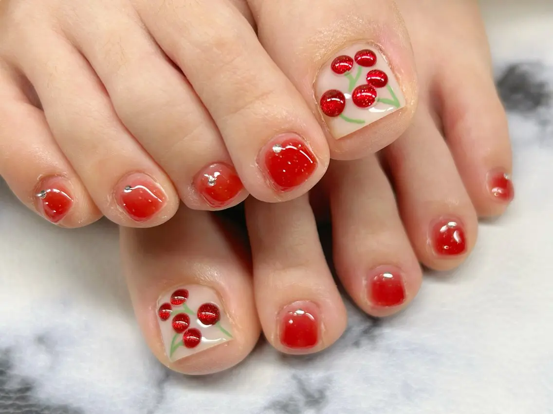 ネイル アートネイル チークネイル 成人式 入学式 長さ出し フットネイル Lino Nailのネイルデザイン