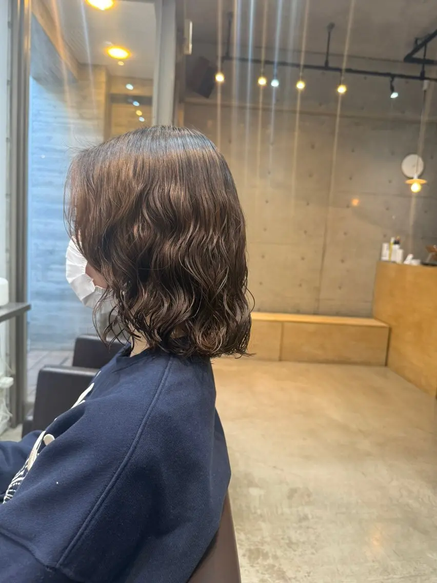 ミディアム カット パーマ トリートメント 🌿朝5分でお洒落 パーマスタイル🌿のヘアスタイル