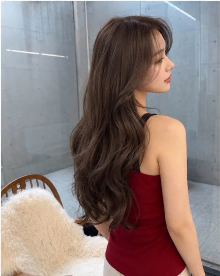ロング ハッシュカット 韓国風ヘア レイヤーカット トリートメント カット pia 薬院のヘアスタイル