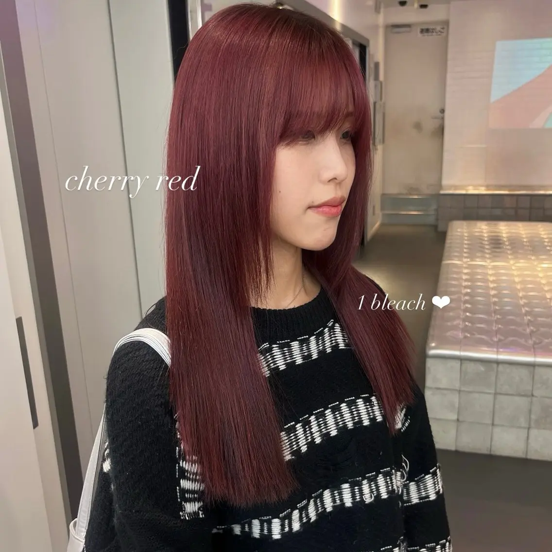 セミロング カラー レッドカラー カット ヘアカラー トリートメント 🍒暖色✖️レイヤー ／Haruna🍒のヘアスタイル