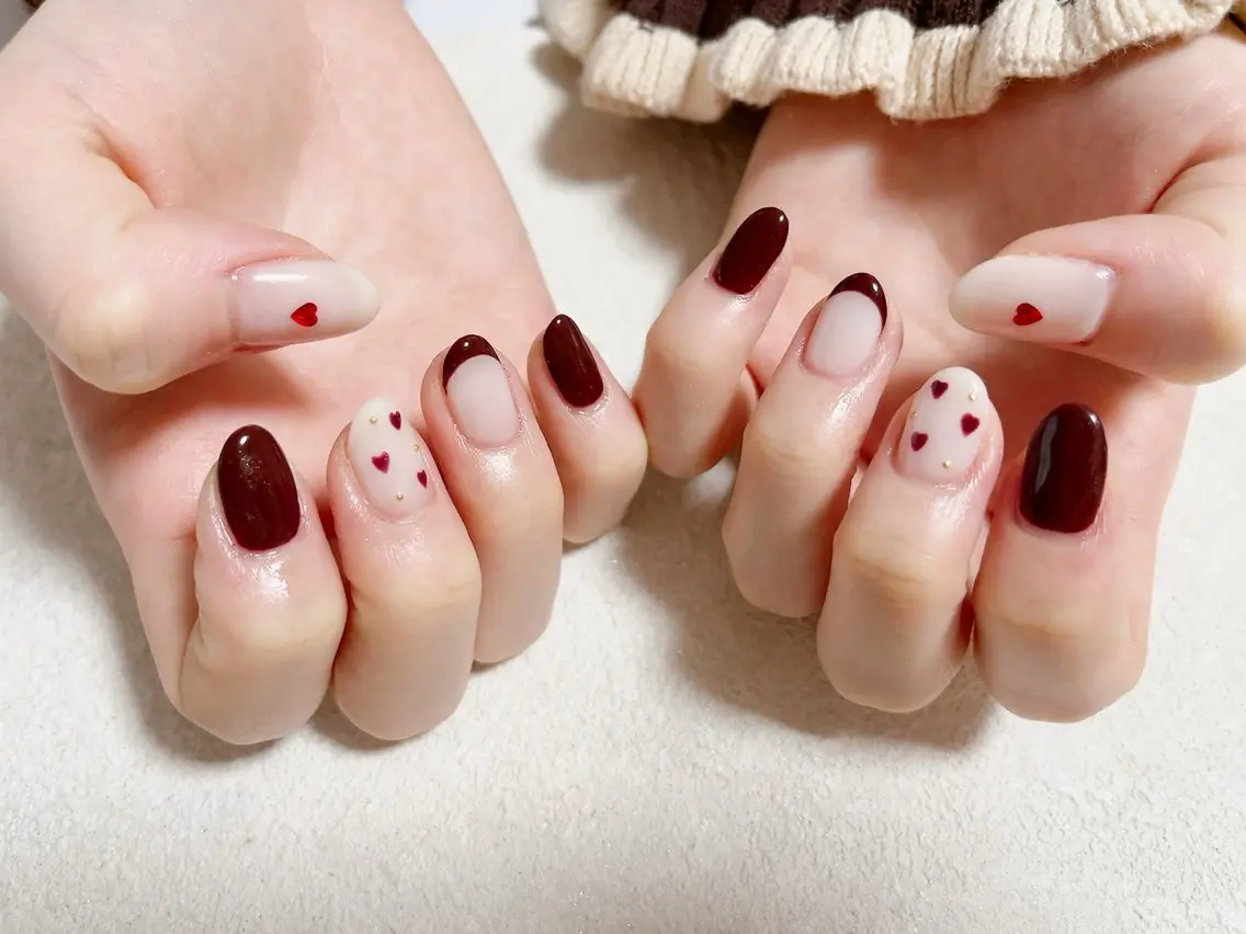 ネイル ジェルネイル ハート 韓国ネイル メンズネイル パラジェル kiki nail たまプラーザのネイルデザイン