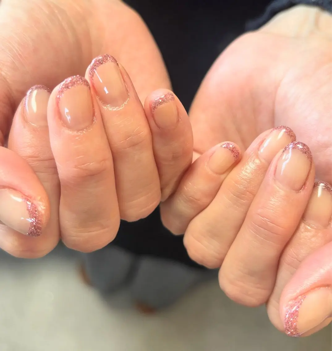 ネイル フレンチネイル ジェルネイル キラキラネイル ラメ(グリッター) マグネットネイル ハンドネイル tamu nail 　金町のネイルデザイン