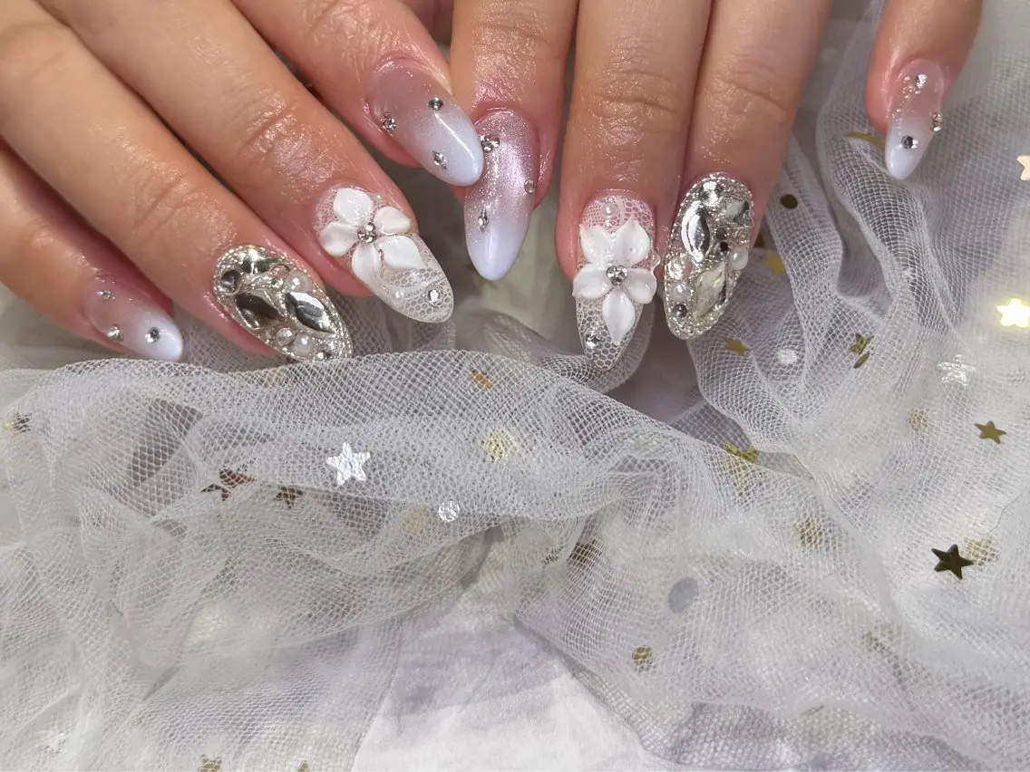 ネイル ブライダルネイル ハンドネイル Mnailsalon フィルイン対応サロンのネイルデザイン