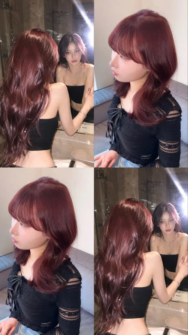 ロング カラー ピンクカラー レッドカラー ヘアカラー ☪︎*｡꙳ 𝓝𝓪𝓸のヘアスタイル