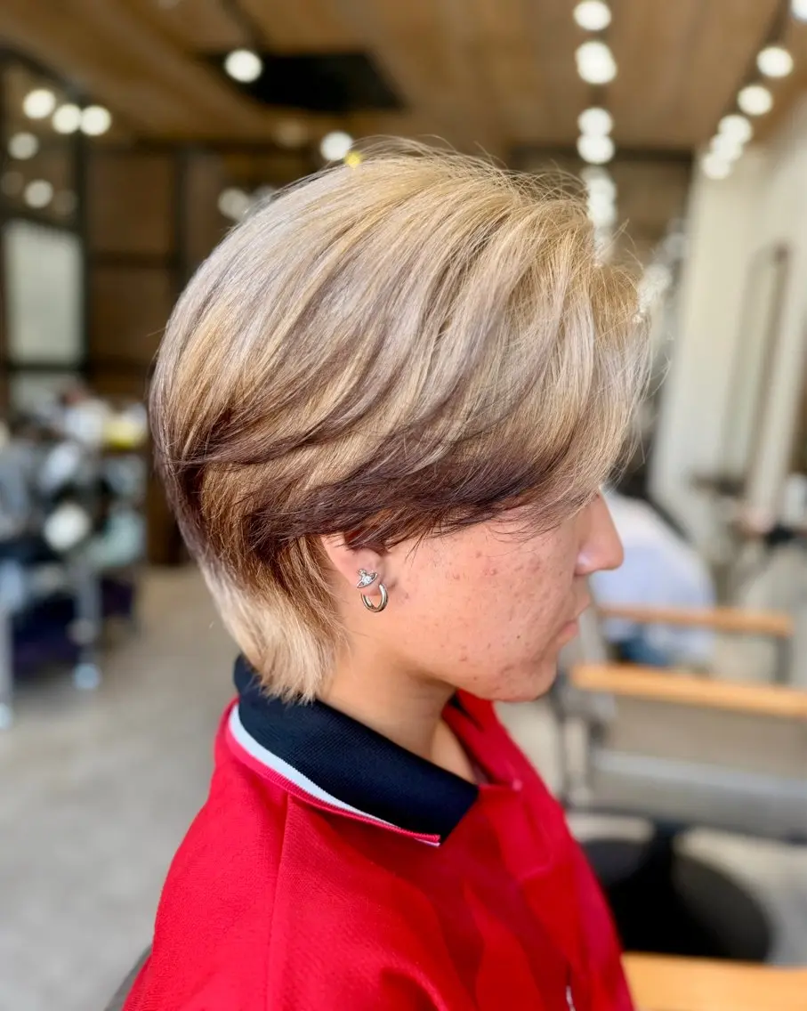 カラー メンズ ブラウンカラー カット ヘアカラー トリートメント 🌺海外レイヤー /艶髪🌺舟橋瑞稀のヘアスタイル