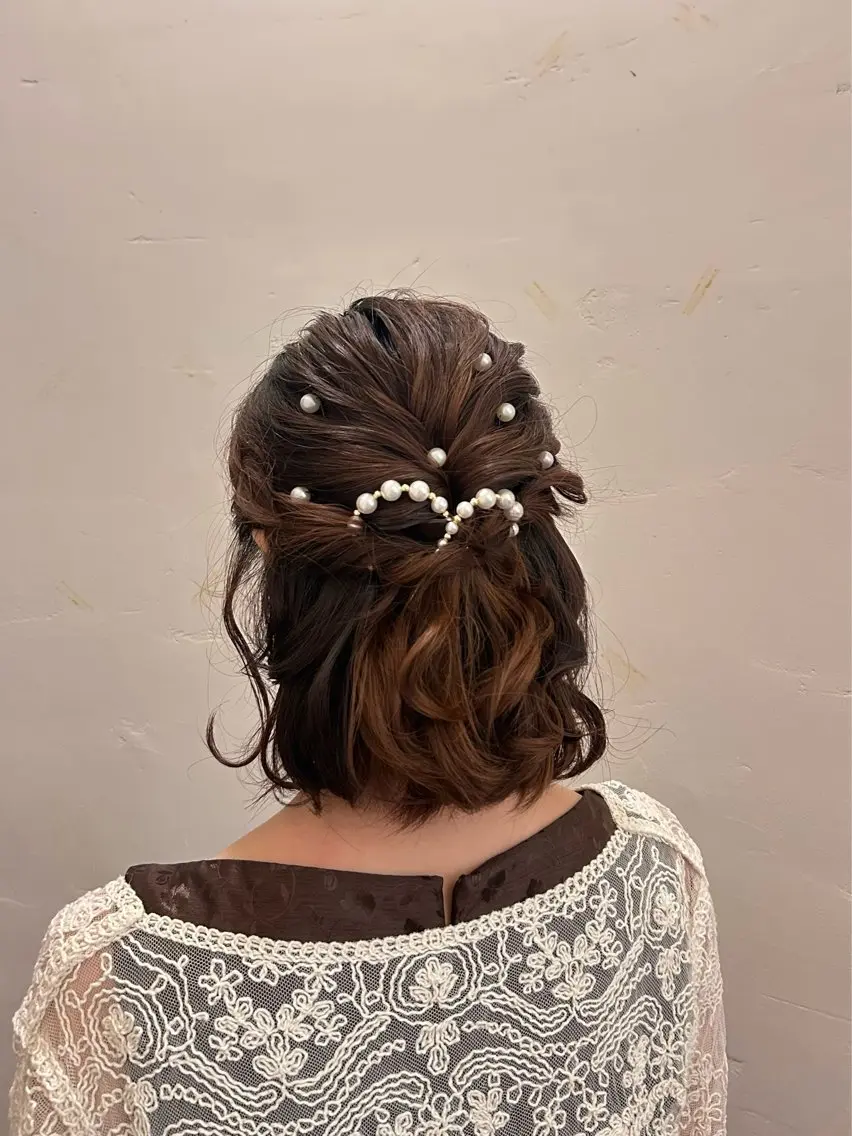 ヘアアレンジ ハーフアップ 結婚式・ブライダル 大髙 まりののヘアスタイル