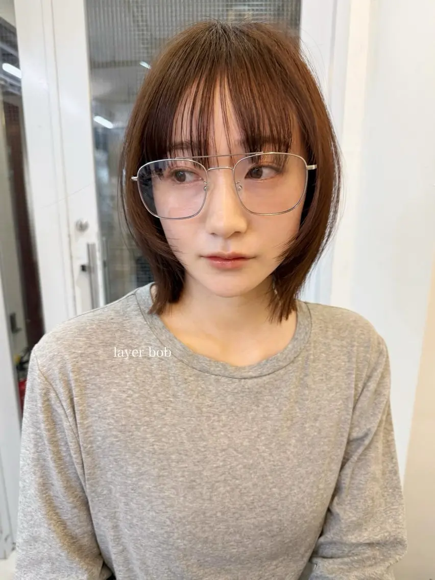 ミディアム カラー カット ヘアカラー トリートメント ‎♡アヤメ/レイヤー ボブ♡渋谷のヘアスタイル