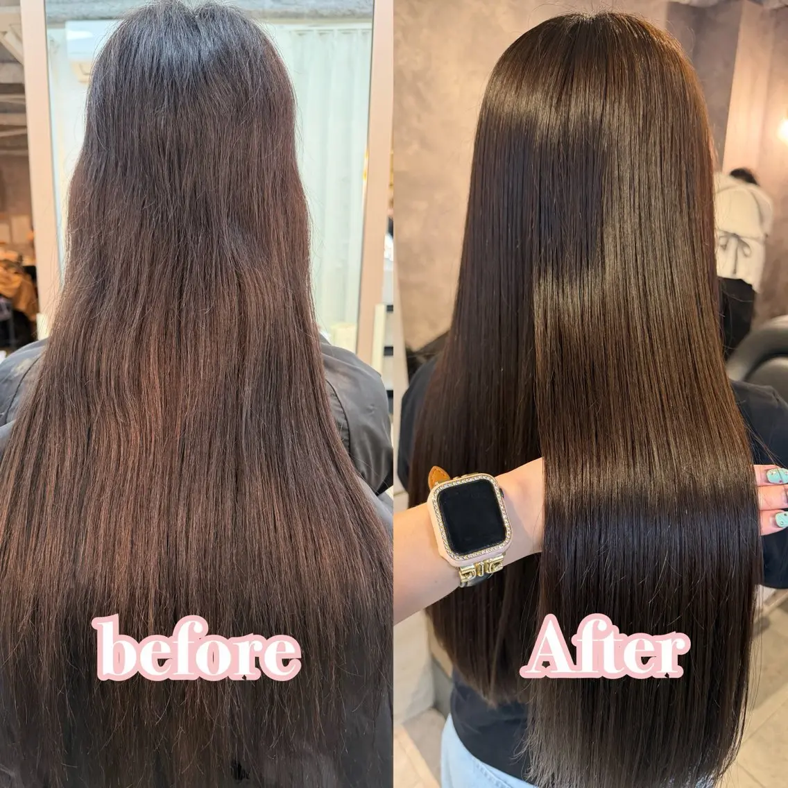 ロング パーマ 縮毛矯正 あみ/暗髪オリ ーブ特化🍃髪質改善のヘアスタイル