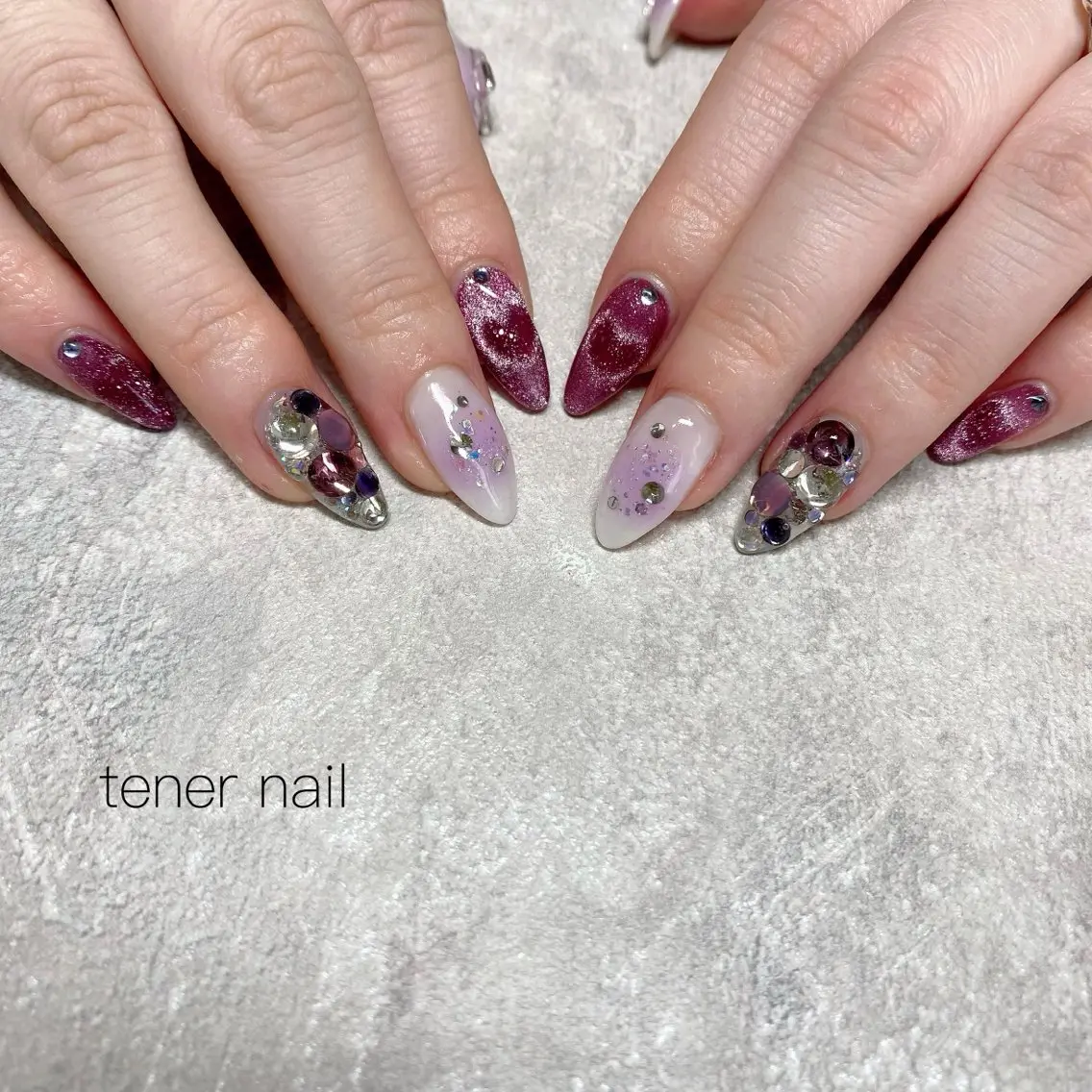 ネイル ハート マグネットネイル ハンドネイル テネルネイル tener nailのネイルデザイン