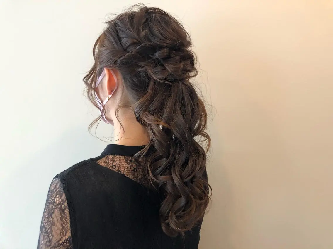 ロング ヘアアレンジ ポニーテール 結婚式・ブライダル Hair&Make Nahoのマツエク・マツパデザイン