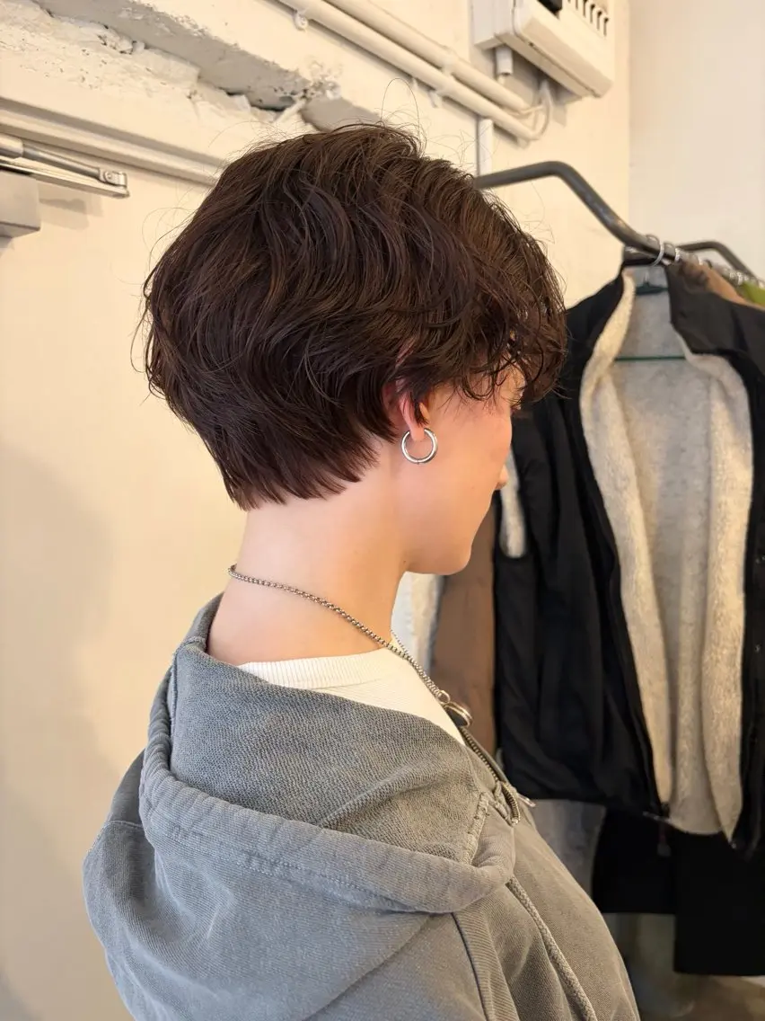 ショート パーマ くせ毛 ショートヘア カット ヘアカラー パーマ トリートメント *UNU* RICOのヘアスタイル