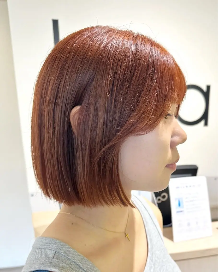 ショート カラー ベージュカラー オレンジ オレンジベージュ ボブ raika .のヘアスタイル