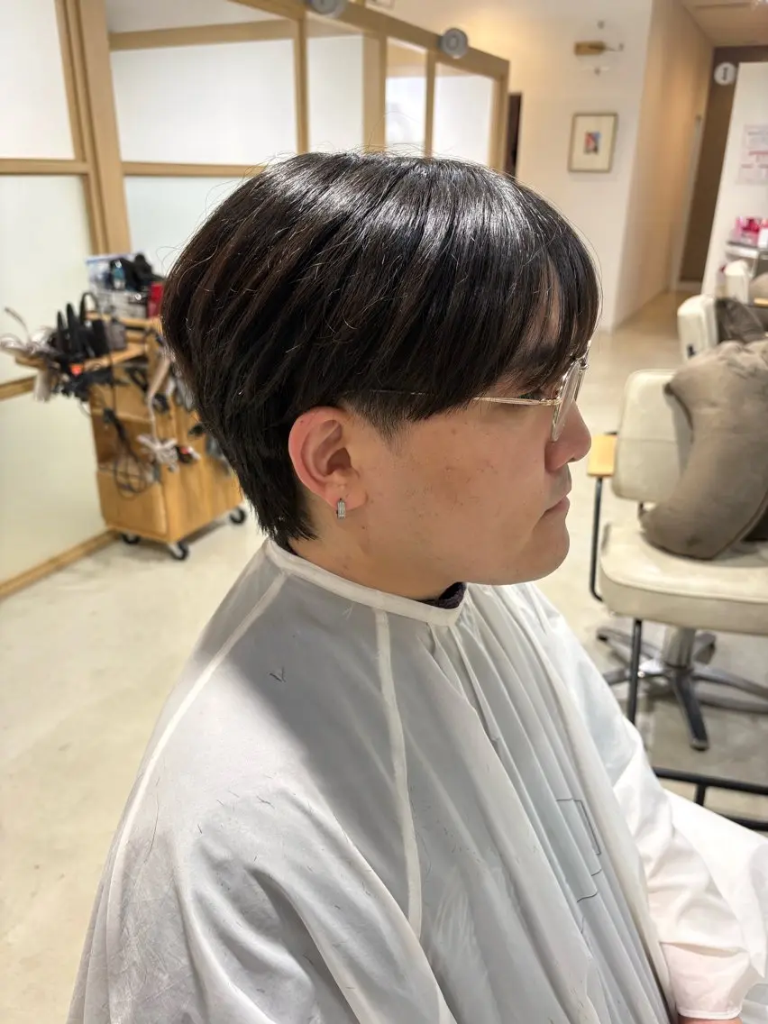 メンズ マッシュ シースルーマッシュ さくらこ/オリーブ カラー/カラーモデルのヘアスタイル
