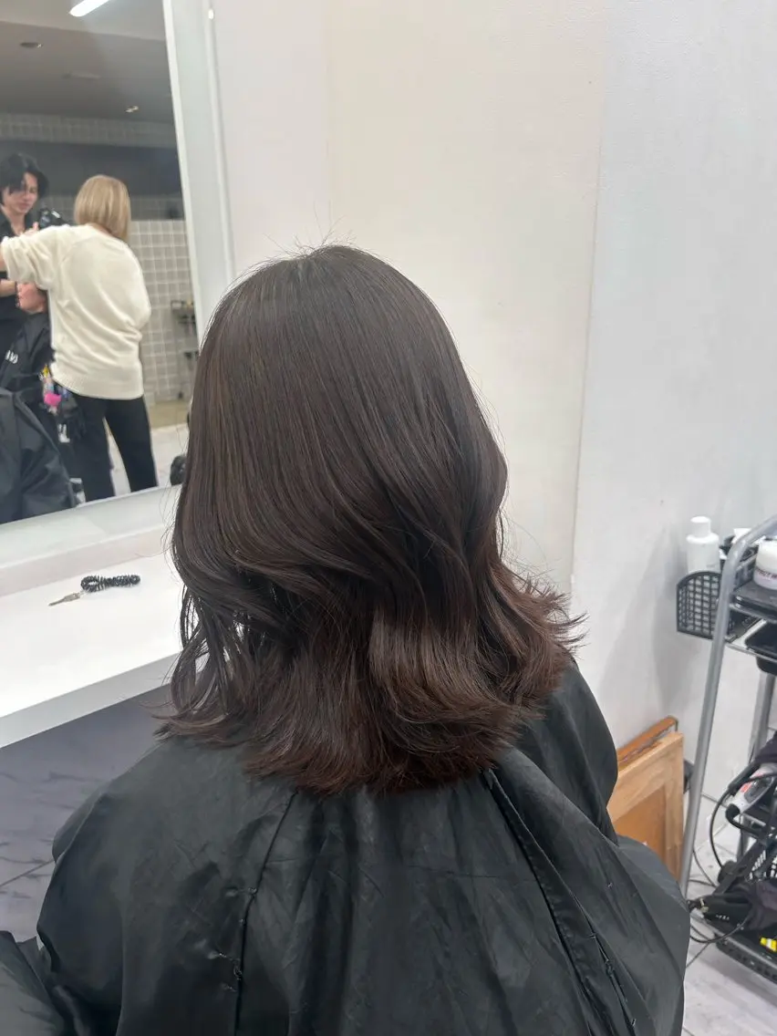 ロング カラー パーマ ヘアアレンジ メンズ キッズ ブリーチなしカラー/ ブラウン/レイヤーのヘアスタイル