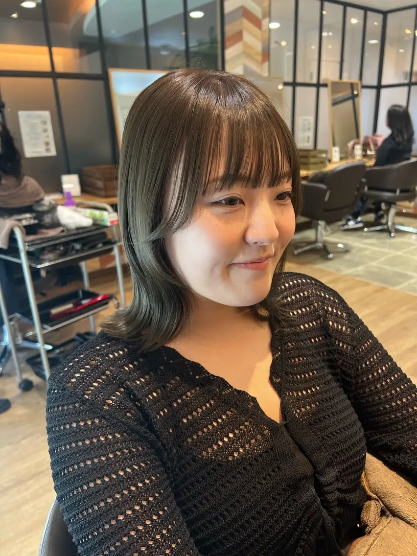 ミディアム カット ヘアカラー トリートメント ヘッドスパ 髪質改善/オーガニッ クカラー/栞南のヘアスタイル