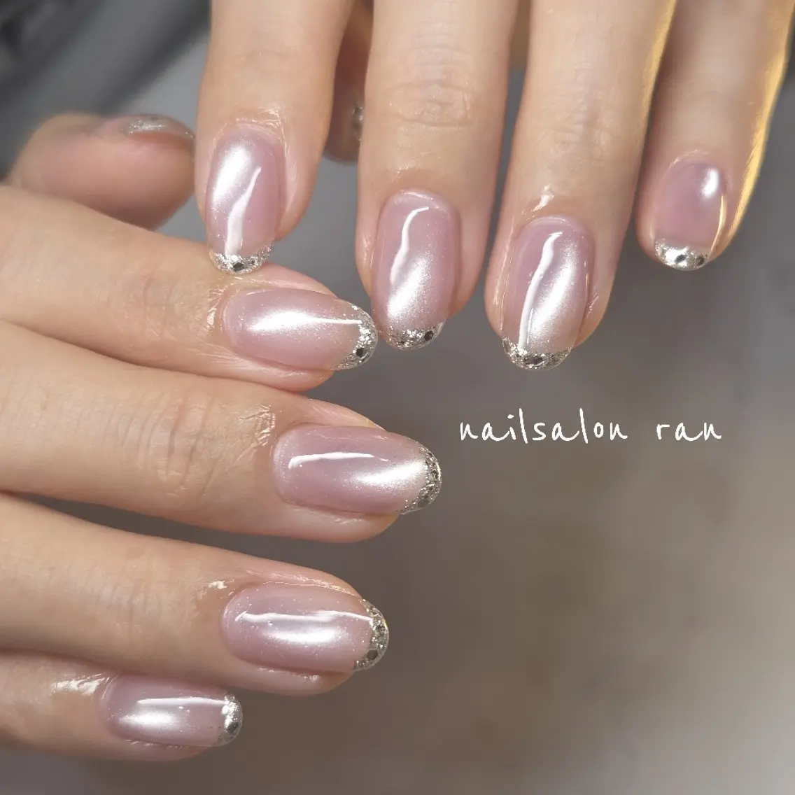 ネイル フレンチネイル ガラスフレンチ ハンドネイル ハンドケア nailsalon ranのネイルデザイン