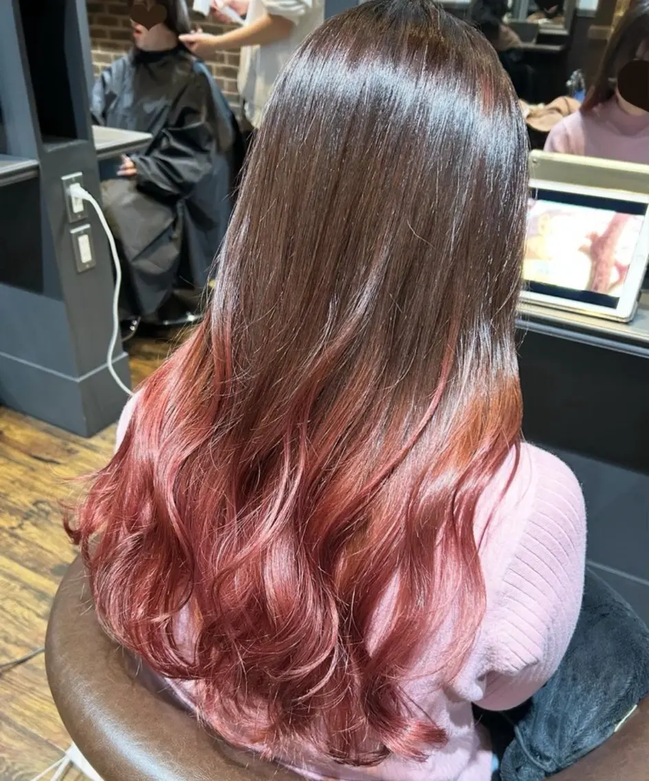 ロング カラー ヘアアレンジ カット ヘアカラー トリートメント Rina🌷 ダメージレスカラーのヘアスタイル