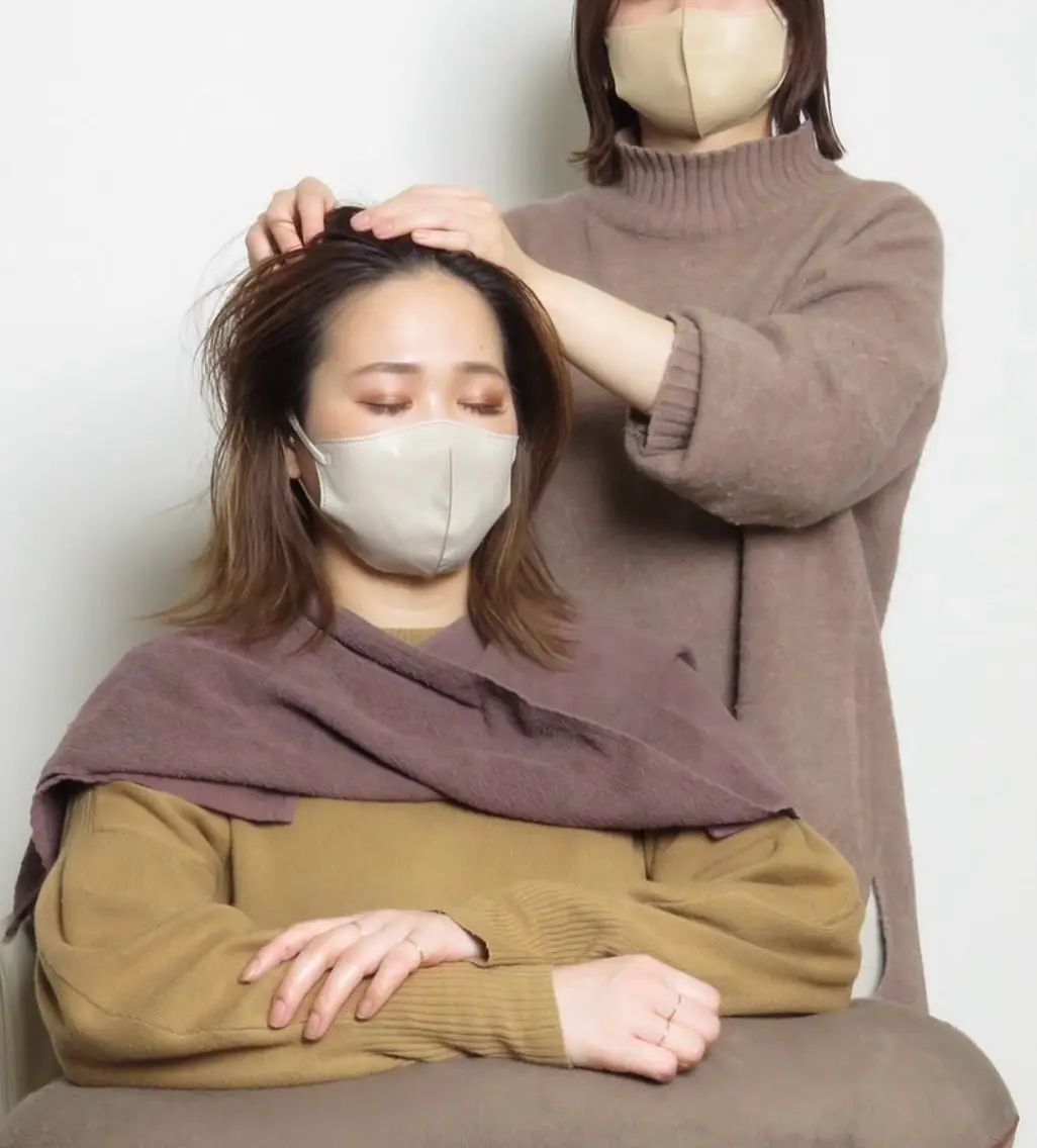 【❗️夏季限定❗️男女兼用クーポン✨】似合わせカット✂️＋ひんやりヘッドスパ（ホームケア付き）❄️❄️＋頭泉浴🍀の写真