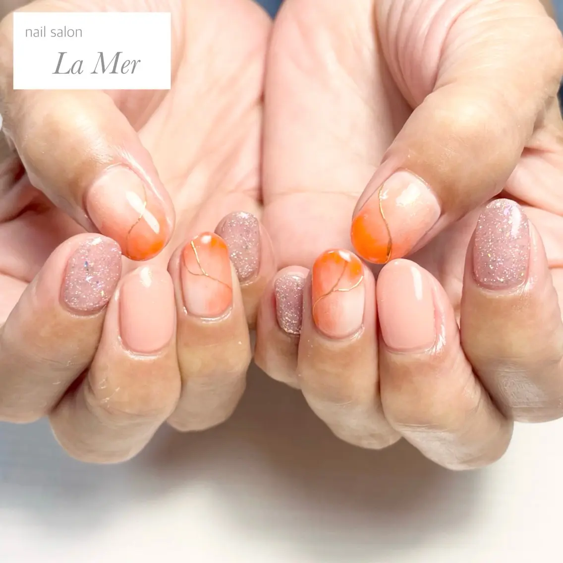 ネイル オーロラネイル フラッシュネイル キラキラネイル ミラーネイル ニュアンスネイル ハンドネイル nailsalon La Merのネイルデザイン