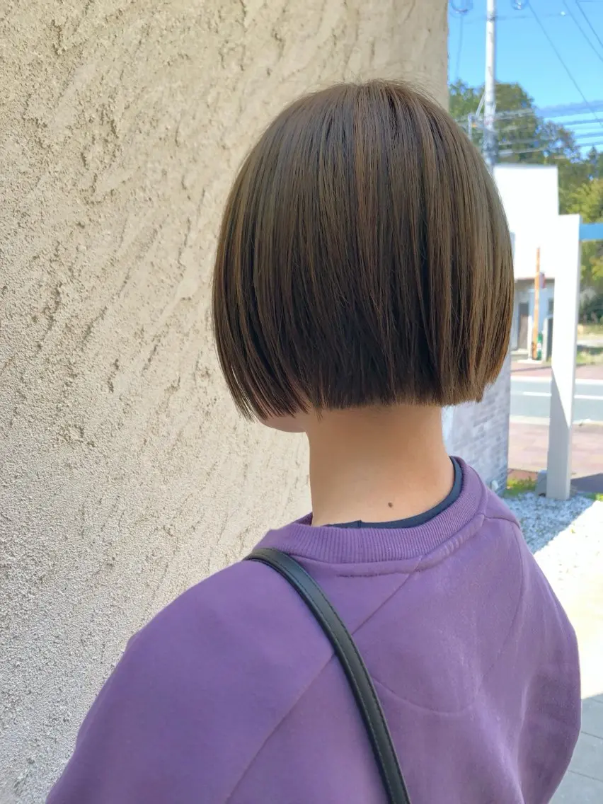 ショート 切りっぱなしボブ ボブ ストカール✨ デジタルパーマ✨植松のヘアスタイル