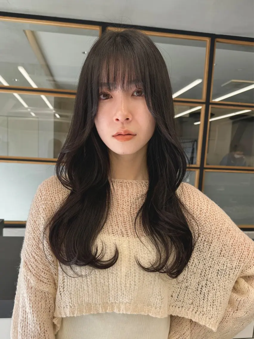 ロング くびれヘア 韓国風ヘア カット ヘアカラー トリートメント 🌼渋谷韓国レイヤー 桑尾幸奈🌼のヘアスタイル