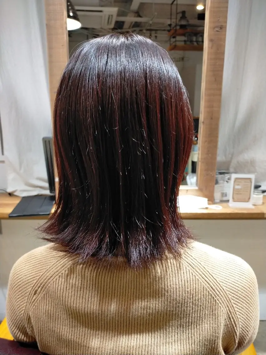 ミディアム カラー カシス ピンクカラー Culumi クルミ 松井照雄/梅田茶屋町のヘアスタイル